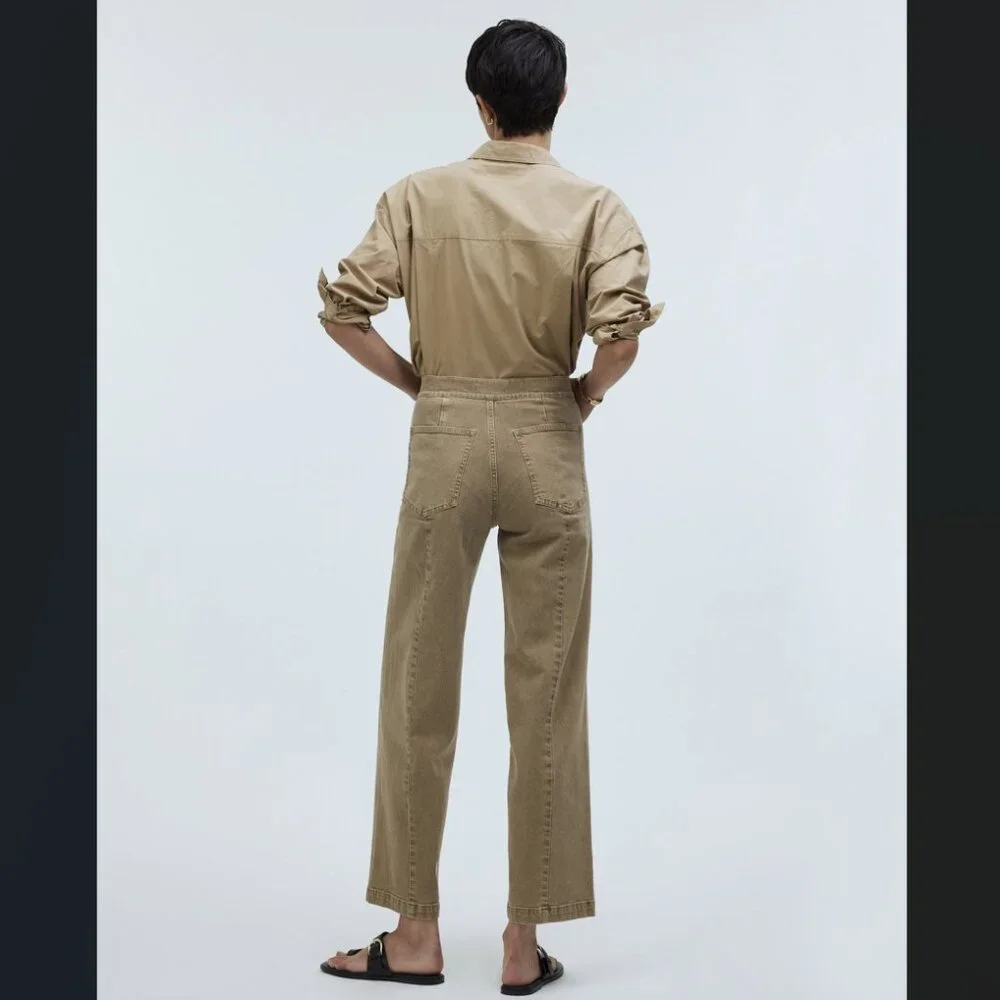 Madewell Women's Emmett Wide-Leg Crop Pant: Welt Pocket Edition Drill Khaki 33 - Picture 4 of 11